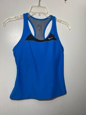 Nike Women's Blue Dri-Fit Workout Tank Top Built In Bra Size XS
